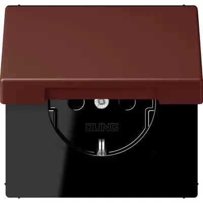 JUNG wandcontactdoos randaarde met klapdeksel Les Couleurs terre sienne brulee 31 235 (LC 1520 NBFKL 235)