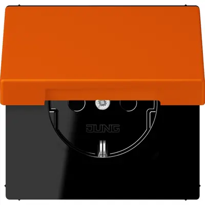 JUNG wandcontactdoos randaarde met klapdeksel Les Couleurs orange vif 260 (LC 1520 NBFKL 260)