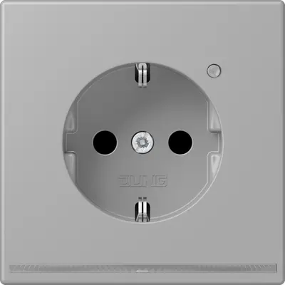 JUNG wandcontactdoos randaarde met LED-orientatieverlichting en lichtsensor Les Couleurs gris moyen 204 (LC 1520-O LNW 204)