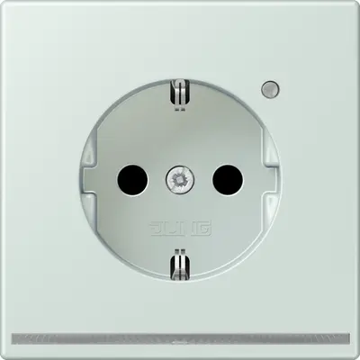 JUNG wandcontactdoos randaarde met LED-orientatieverlichting en lichtsensor Les Couleurs ceruleen pale 215 (LC 1520-O LNW 215)
