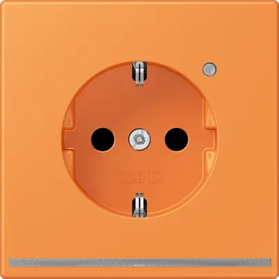 JUNG wandcontactdoos randaarde met LED-orientatieverlichting en lichtsensor Les Couleurs orange clair 225 (LC 1520-O LNW 225)