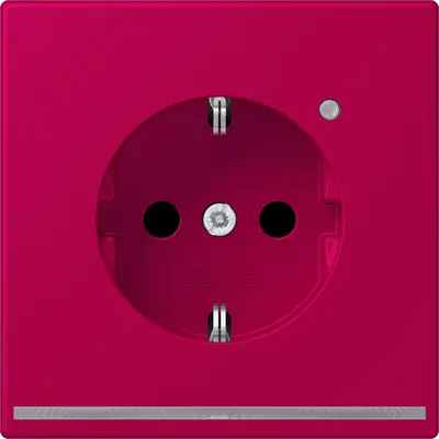 JUNG wandcontactdoos randaarde met LED-orientatieverlichting en lichtsensor Les Couleurs rouge rubia 230 (LC 1520-O LNW 230)