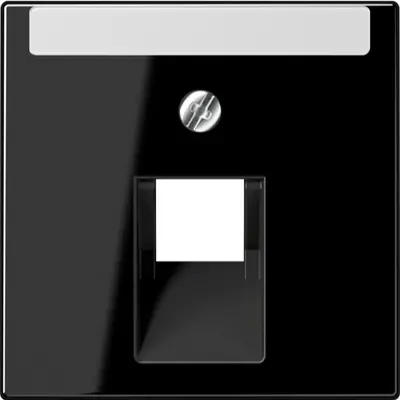 JUNG centraalplaat 1-voudig met tekstvenster tbv RJ45 wandcontactdoos A-range zwart glans (A 569-1 NA PLUA SW)