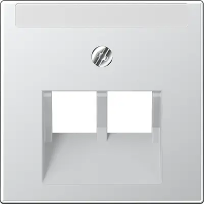 JUNG centraalplaat 2-voudig met tekstvenster tbv RJ45 wandcontactdoos A-range aluminium (A 569-2 NA PLUA AL)