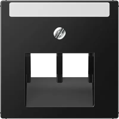 JUNG centraalplaat 2-voudig met tekstvenster tbv RJ45 wandcontactdoos A-range grafietzwart mat (A 569-2 NA PLUA SWM)
