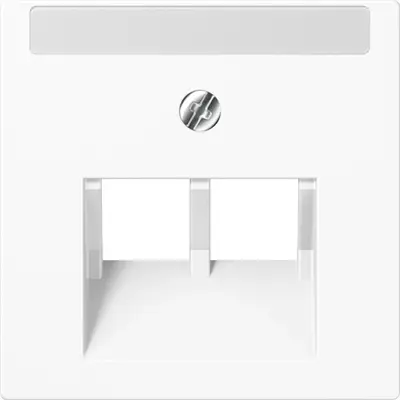 JUNG centraalplaat 2-voudig met tekstvenster tbv RJ45 wandcontactdoos A-range alpine wit (A 569-2 NA PLUA WW)
