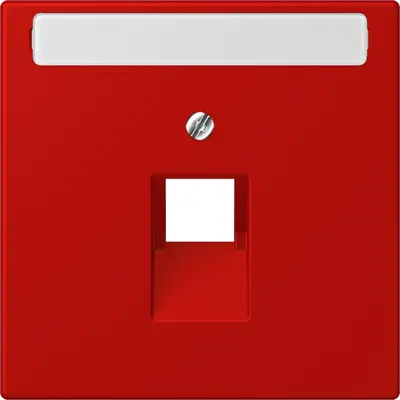 JUNG centraalplaat 1-voudig met tekstvenster tbv RJ45 wandcontactdoos Les Couleurs rouge vermillon 31 227 (LC 969-1 NAUA 227)