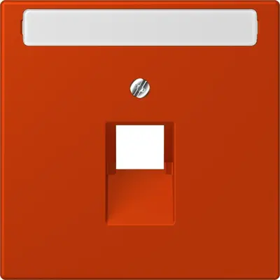 JUNG centraalplaat 1-voudig met tekstvenster tbv RJ45 wandcontactdoos Les Couleurs rouge vermillon 59 244 (LC 969-1 NAUA 244)