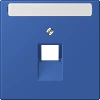 JUNG centraalplaat 1-voudig met tekstvenster tbv RJ45 wandcontactdoos Les Couleurs bleu outremer 59 253 (LC 969-1 NAUA 253)