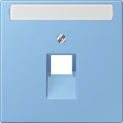 JUNG centraalplaat 1-voudig met tekstvenster tbv RJ45 wandcontactdoos Les Couleurs bleu ceruleen 59 256 (LC 969-1 NAUA 256)