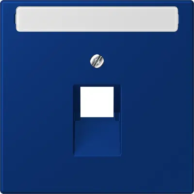 JUNG centraalplaat 1-voudig met tekstvenster tbv RJ45 wandcontactdoos Les Couleurs bleu outremer fonce 261 (LC 969-1 NAUA 261)