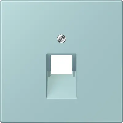 JUNG centraalplaat 1-voudig tbv RJ45 wandcontactdoos Les Couleurs ceruleen clair 214 (LC 969-1 UA 214)