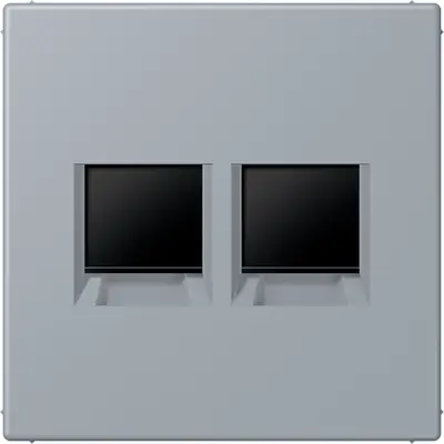 JUNG centraalplaat klikbevestiging 2-voudig met draagring keystone houder Les Couleurs gris clair 59 257 (LC 1969-2 WE 257)