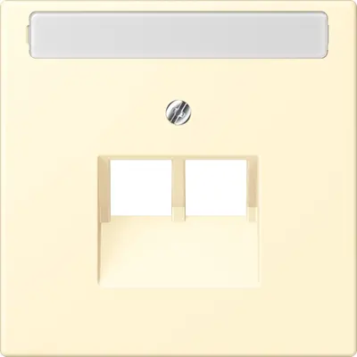 JUNG centraalplaat 2-voudig met tekstvenster tbv RJ45 wandcontactdoos Les Couleurs blanc 201 (LC 969-2 NAUA 201)