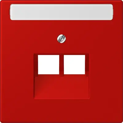JUNG centraalplaat 2-voudig met tekstvenster tbv RJ45 wandcontactdoos Les Couleurs rouge vermillon 31 227 (LC 969-2 NAUA 227)