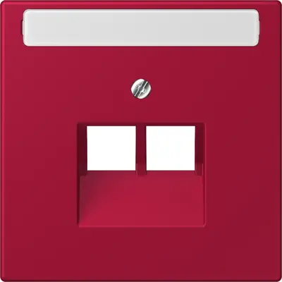 JUNG centraalplaat 2-voudig met tekstvenster tbv RJ45 wandcontactdoos Les Couleurs rouge carmin 229 (LC 969-2 NAUA 229)