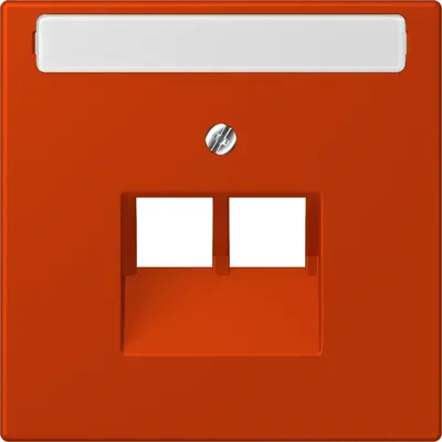 JUNG centraalplaat 2-voudig met tekstvenster tbv RJ45 wandcontactdoos Les Couleurs rouge vermillon 59 244 (LC 969-2 NAUA 244)