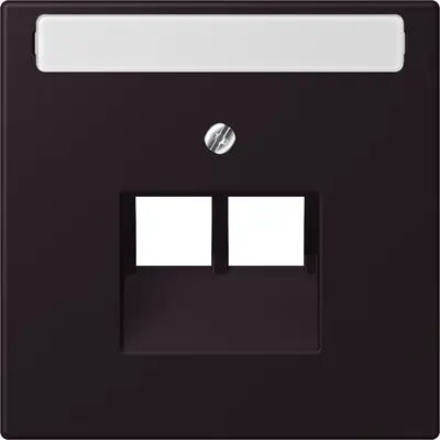 JUNG centraalplaat 2-voudig met tekstvenster tbv RJ45 wandcontactdoos Les Couleurs noir d'ivoire 248 (LC 969-2 NAUA 248)