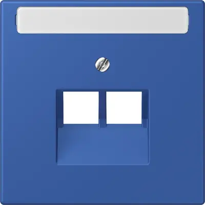 JUNG centraalplaat 2-voudig met tekstvenster tbv RJ45 wandcontactdoos Les Couleurs bleu outremer 59 253 (LC 969-2 NAUA 253)