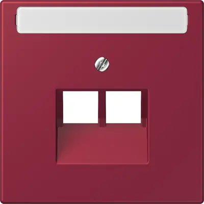 JUNG centraalplaat 2-voudig met tekstvenster tbv RJ45 wandcontactdoos Les Couleurs le rubis 255 (LC 969-2 NAUA 255)