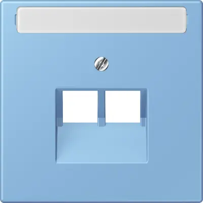 JUNG centraalplaat 2-voudig met tekstvenster tbv RJ45 wandcontactdoos Les Couleurs bleu ceruleen 59 256 (LC 969-2 NAUA 256)