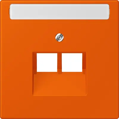 JUNG centraalplaat 2-voudig met tekstvenster tbv RJ45 wandcontactdoos Les Couleurs orange vif 260 (LC 969-2 NAUA 260)