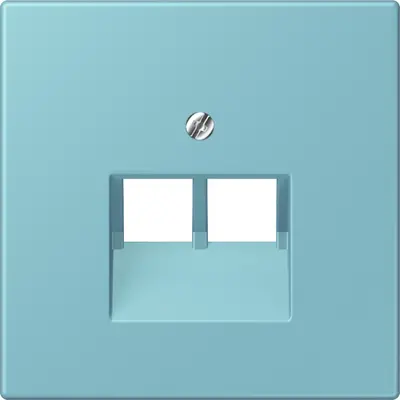 JUNG centraalplaat 2-voudig tbv RJ45 wandcontactdoos Les Couleurs ceruleen moyen 213 (LC 969-2 UA 213)