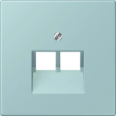 JUNG centraalplaat 2-voudig tbv RJ45 wandcontactdoos Les Couleurs ceruleen clair 214 (LC 969-2 UA 214)