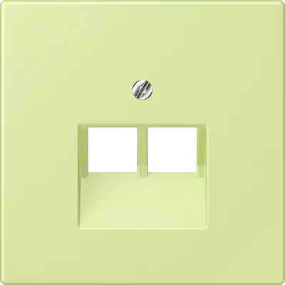 JUNG centraalplaat 2-voudig tbv RJ45 wandcontactdoos Les Couleurs vert jaune clair 222 (LC 969-2 UA 222)