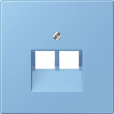 JUNG centraalplaat 2-voudig tbv RJ45 wandcontactdoos Les Couleurs bleu ceruleen 59 256 (LC 969-2 UA 256)