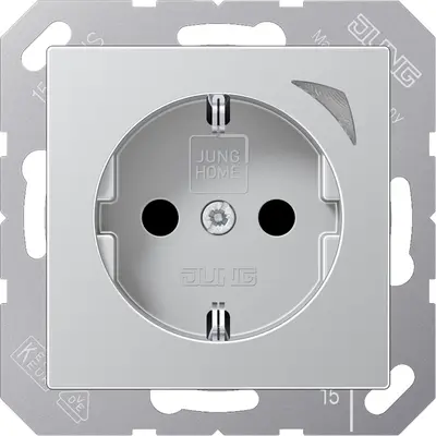 JUNG HOME wandcontactdoos randaarde A-range aluminium (BT A 1521 S AL)