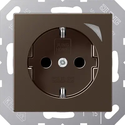 JUNG HOME wandcontactdoos randaarde Energy A-range mokka (BT A 1521 SE MO)