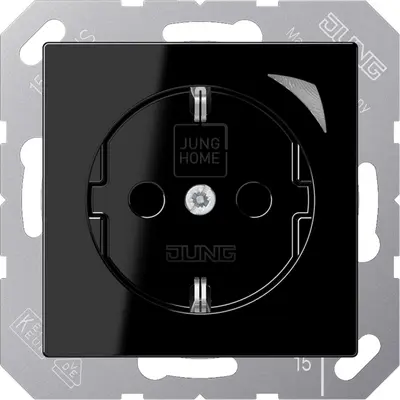 JUNG HOME wandcontactdoos randaarde A-range zwart glans (BT A 1521 S SW)