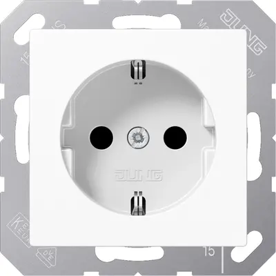 JUNG wandcontactdoos randaarde met schroefklemmen A-range alpine wit (A 1521 N WW)