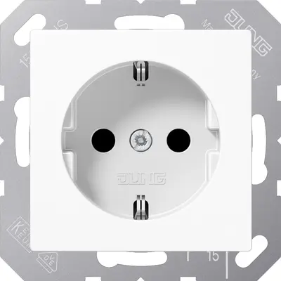 JUNG wandcontactdoos randaarde Safety+ met klauwbevestiging A-range alpine wit (A 1520 KI WW)