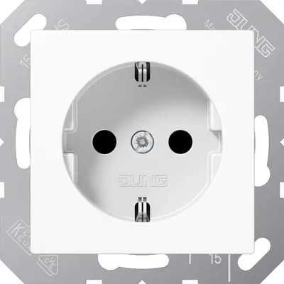 JUNG wandcontactdoos randaarde Safety+ met klauwbevestiging A-range alpine wit (A 1520 BFKI WW)