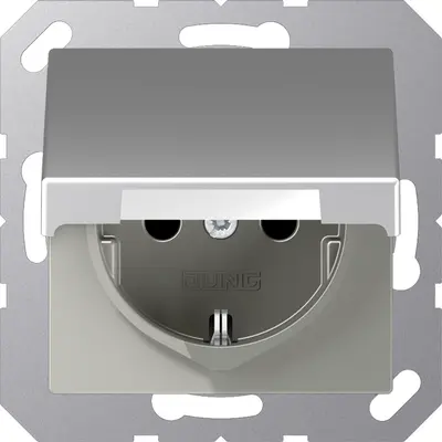 JUNG wandcontactdoos randaarde klapdeksel A-range aluminium (A 1520 BFKLAL)