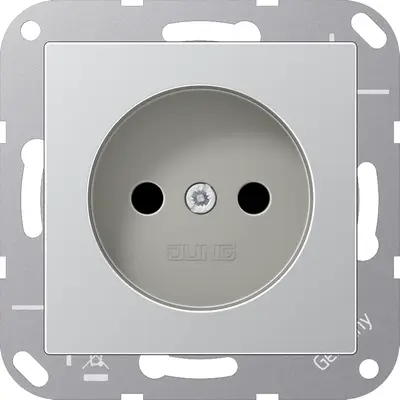 JUNG wandcontactdoos zonder randaarde A-range aluminium (A 1510 NAL)