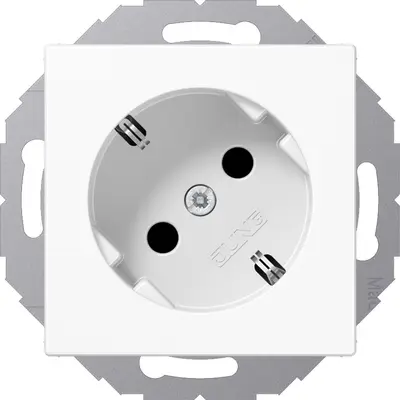 JUNG wandcontactdoos randaarde 45 graden Safety+ A-range alpine wit (A 520-45 KI WW)