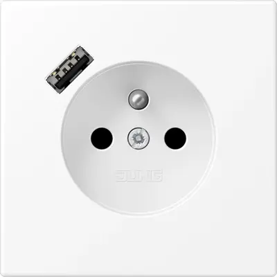 JUNG wandcontactdoos penaarde Safety+ met USB type A LS990 sneeuwwit mat (LS 1520 F-18 A WWM)