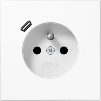 JUNG wandcontactdoos penaarde Safety+ met USB type C LS990 alpine wit (LS 1520 F-18 C WW)