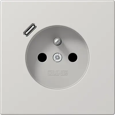 JUNG wandcontactdoos penaarde Safety+ met USB type C LS990 lichtgrijs (LS 1520 F-18 C LG)