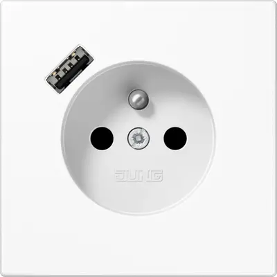 JUNG wandcontactdoos penaarde Safety+ met USB type A LS990 alpine wit (LS 1520 F-18 AWW)