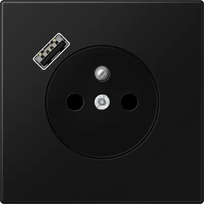 JUNG wandcontactdoos penaarde Safety+ met USB type A LS990 grafietzwart mat (LS 1520 F-18 A SWM)