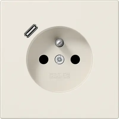 JUNG wandcontactdoos penaarde Safety+ met USB type C LS990 creme (LS 1520 F-18 C)