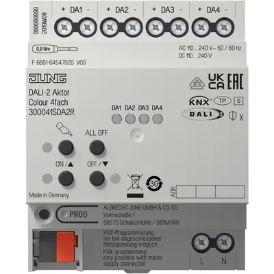 JUNG KNX DALI-2 actor Colour 4-voudig voor DIN-rail 4 TE Secure (30004 1S DA2 R)