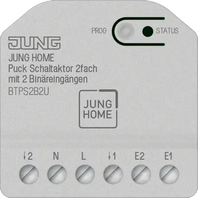 JUNG HOME Puck schakelactor 2-voudig met 2 binaire ingangen (BT P S2 B2 U)