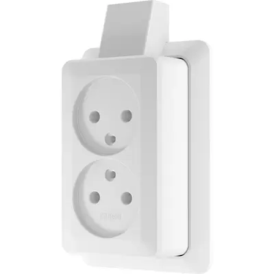 JUNG opbouw wandcontactdoos 2-voudig zonder randaarde met montageplaat en kabelinvoer AP600 alpine wit (6010 A SM WW)