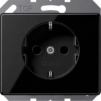 JUNG wandcontactdoos randaarde Safety+ SL500 zwart glans OP=OP (SL 520 NKI SW)