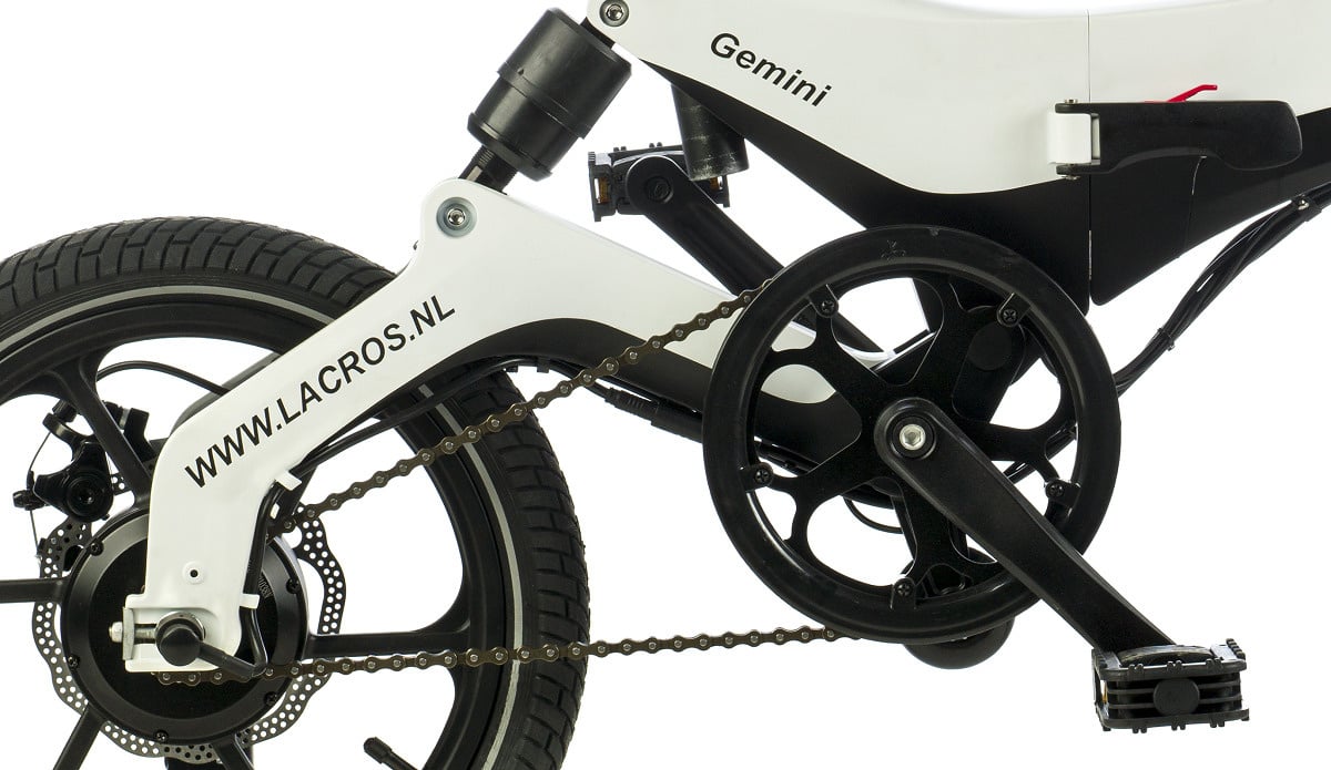 electric folding bike, lacros gemini g400, white